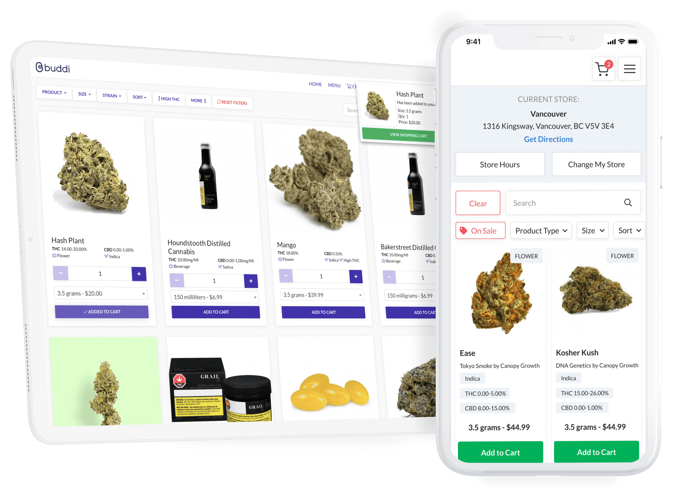 Canadian Cannabis Software, Online Click and Collect Menus - Buddi